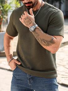 Manfinity Homme 男士休闲户外纯色圆领短袖 T 恤