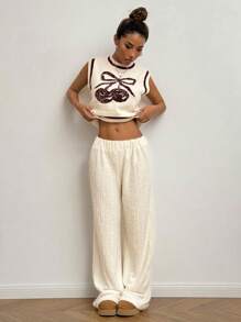 SHEIN Unity Funny Cherry Print Casual Vest, Minimalist Fashion, Versatile & Everyday Wear - Multicolor - View 4