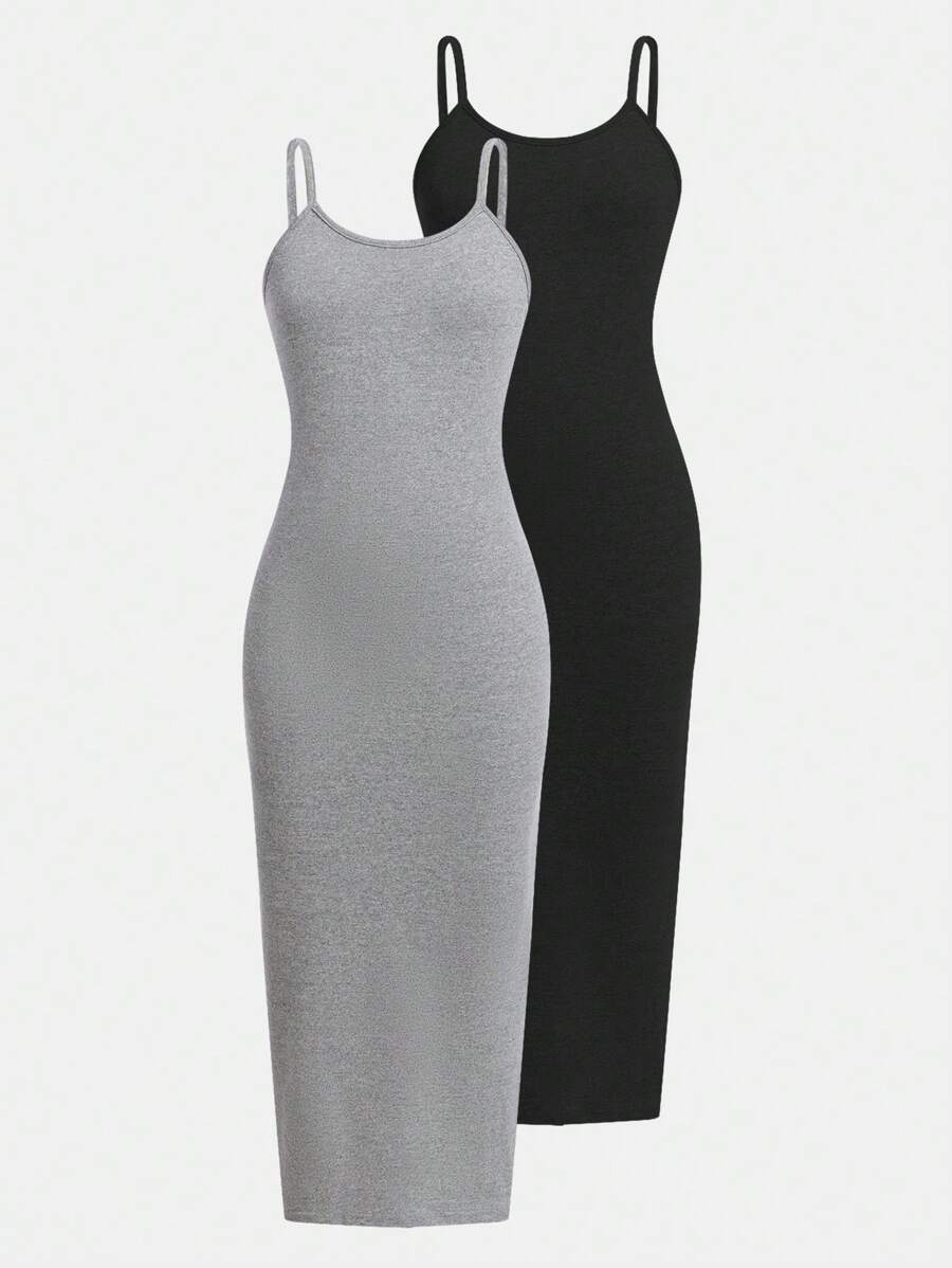 SHEIN Sparklyn 青少年女孩吊带裙，百搭休闲百搭连衣裙，适合学校、休闲、度假装，女孩的精致服装，公主风格，适合婚礼季节，& 可爱风格，花卉/部分装饰设计，无传统图案