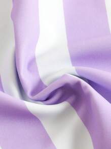 Young Girl Contrast Color Patchwork Swimwear Set - Multicolor - View 7