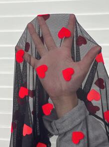 SHEIN LUNE Chaqueta corta transparente con corazón estampado para mujer de talla grande, Día de San Valentín, Amor/Amante, Corazón, Primavera, Verano, Día de San Valentín, Regalos de San Valentín, Atuendo de San Valentín