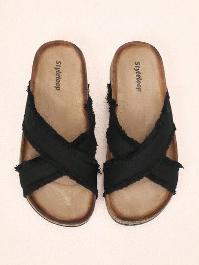 Styleloop 女士复古软木厚底舒适一脚蹬拖鞋，波西米亚度假风格