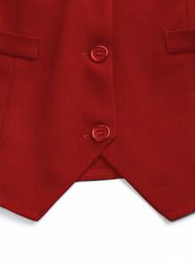 SHEIN Unity 女士纯色无袖休闲背心，简约时尚，适合日常穿着 - 紅色 - 查看 7