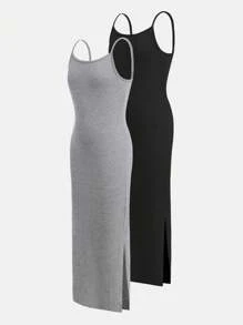 SHEIN Sparklyn 青少年女孩吊带裙，百搭休闲百搭连衣裙，适合学校、休闲、度假装，女孩的精致服装，公主风格，适合婚礼季节，& 可爱风格，花卉/部分装饰设计，无传统图案