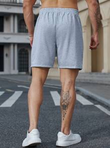Manfinity Homme Plus Size Men's Casual Shorts With Drawstring Waist And Pockets - Grey - View 2
