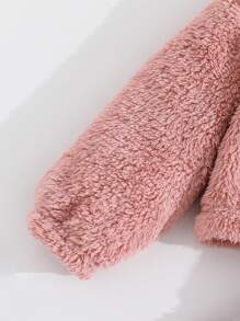 SHEIN 3-Piece Set: Knit Solid Color Furry Vest + Knit Cropped Hooded Cardigan + Knit Loose Fit Long Pants For Young Girls