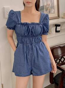 DAZY Summer New Loose Casual Jumpsuit Denim Shorts For Women