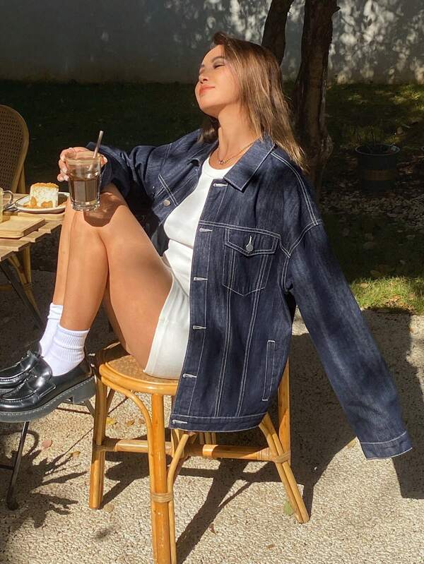 DAZY New Loose Casual Women Denim Jacket For Summer