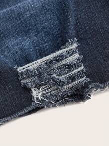 SHEIN CURVE+ Plus Size Women Elastic Blue Personalized Fashion Skinny Jeans - Blue - View 5