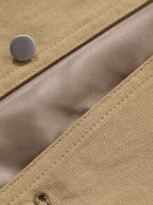 Dazy-Less Contrast Color Block Loose Minimalist Big Pocket Utility Style Regular Fit Women Trench Coat,Fall Clothes Women Jacket - Khaki - View 16