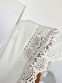 SHEIN Essnce Áo mùa xuân cỡ lớn dành cho nữ, áo dự tiệc mùa hè, áo đi chơi, áo dự lễ hội mùa xuân cho nữ. - trắng - Xem 7