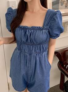 DAZY Summer New Loose Casual Jumpsuit Denim Shorts For Women