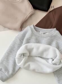 Loomiva 4 件套可爱纯色保暖内衬长袖运动衫，百搭，适合女婴，秋冬季 - 彩色 - 查看 4