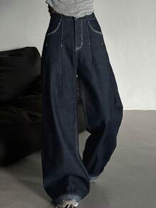 DAZY Women's Casual Distressed Wide Leg Jeans With Pockets - Blue - View 7