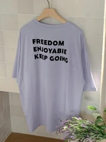 DAZY Summer New Music Festival Letter Print Loose Casual Women T-Shirt Oversized T-Shirt