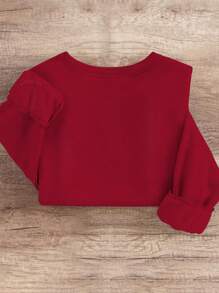 INAWLY Sudadera holgada de cuello redondo informal con decoración de árbol de Navidad con arcoíris y texto impreso, adecuada para primavera y otoño para ropa de Año Nuevo, tops de manga larga - Rojo - Ver 2