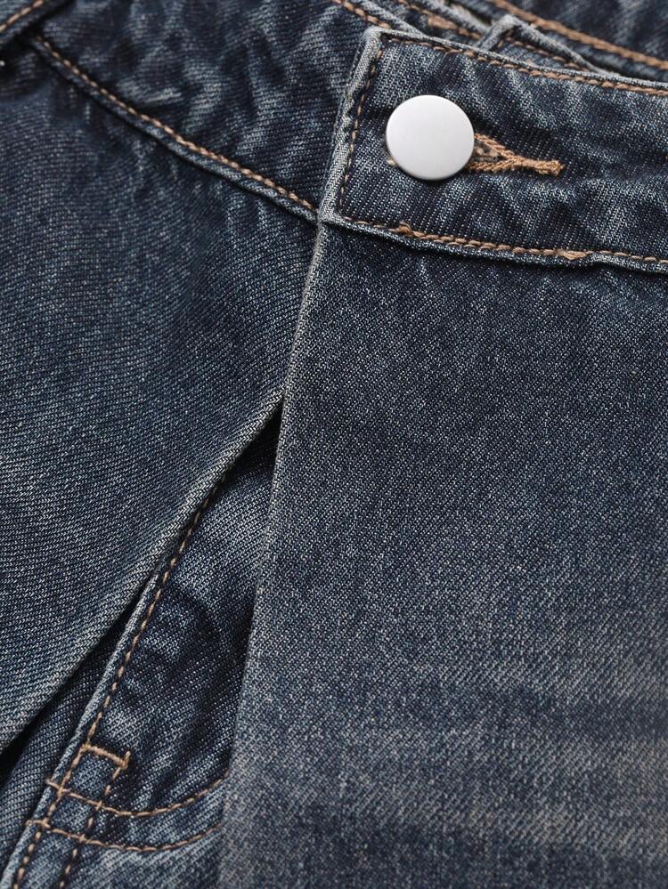 Women's Asymmetric Hem Casual Denim Skort With Pockets Jorts