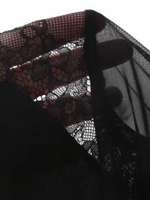 DAZY ملابس علوية نسائية بربطة خلفية من الدانتيل والتصميم المفرغ، مناسبة لعيد الحب، بأكمام طويلة، ملابس علوية خروج للنساء - الأسود - مشاهدة 3