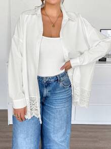 SHEIN Essnce Áo mùa xuân cỡ lớn dành cho nữ, áo dự tiệc mùa hè, áo đi chơi, áo dự lễ hội mùa xuân cho nữ. - trắng - Xem 6