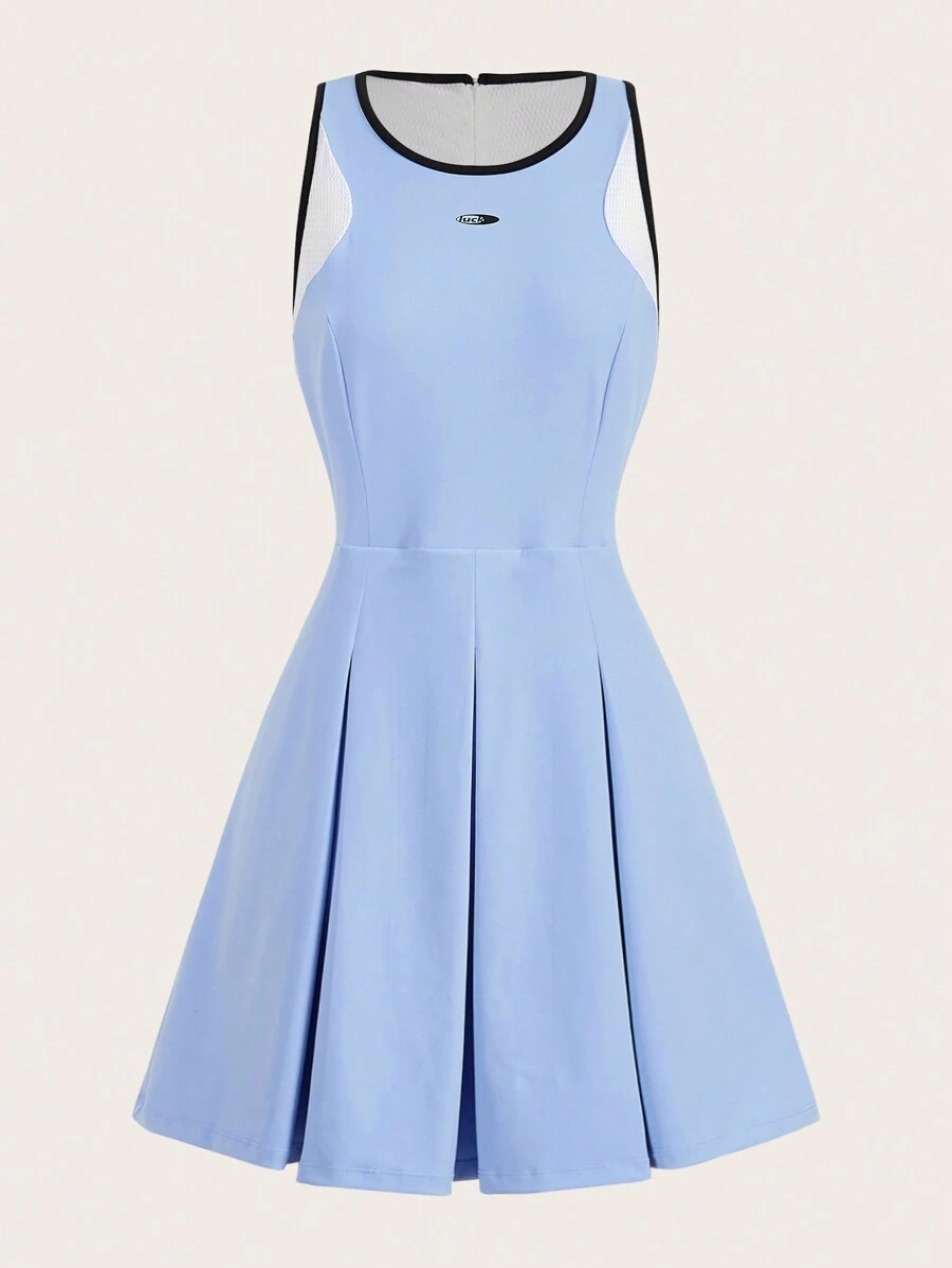 SHEIN Sports 女士无袖撞色褶皱连体裤