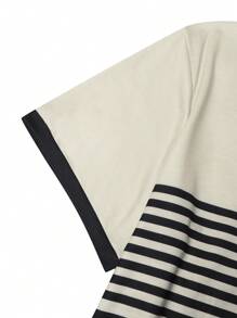 Manfinity Homme Plus Size Men's Striped Print Round Neck Short Sleeve Casual T-Shirt