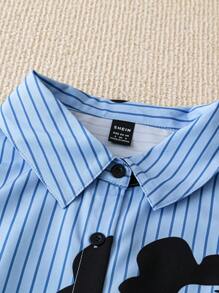 SHEIN LUNE Blusa casual y de moda con estampado para mujer, minimalista y elegante para el uso diario