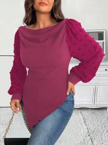 Celure Plus Size Women's Off Shoulder Asymmetrical Hem Blouse