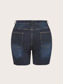 SHEIN CURVE+ Plus Size Women Elastic Blue Personalized Fashion Skinny Jeans - Blue - View 2