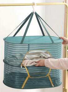 Składana suszarka do ubrań 1 szt.: wiatroodporne haczyki i zamek błyskawiczny, obrotowy o 360°, duża, oddychająca siatka zapewniająca równomierne suszenie, chroniąca przed owadami, oszczędzający miejsce organizer na pranie (1/2/3 warstwy)