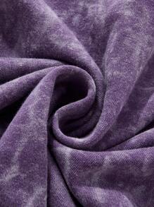 Manfinity Roghcode تيشيرت رجالي بتصميم طبقتين مغسول بالثلج مطبوع بألوان متباينة وأحرف متعددة، ملابس شارع للشباب - الأرجواني - مشاهدة 6