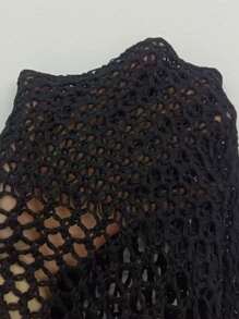 Chiquease Retro Elegant Round Neck Hollow-Out Sheer Design Loose Versatile Long Sleeve Knit Cardigan Sweater For Women Knit Pullover Fall Winter Sweater - Black - View 7