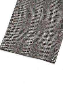 Celure Plus Size Women Elegant Commuting Wide Leg Pants, Thick Checked Tweed