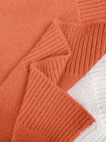 Chiquease 圣诞图案圆领落肩长袖针织套头衫秋冬毛衣