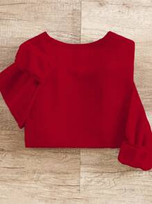 INAWLY Áo nỉ cổ tròn in hình cây thông Noel đơn giản, sáng tạo, thoải mái, vừa vặn cho mùa thu/đông năm mới - Đỏ - Xem 2