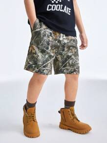 Coolane Kids 青少年男孩春树枝图案绿色毛衣短裤 - 軍綠色 - 查看 3