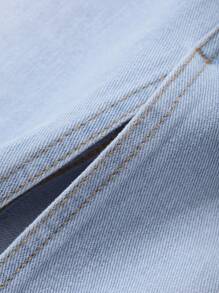 DAZY Women Summer Distressed Casual Loose Vintage Denim Skirt Jeans Skirt - Blue - View 3