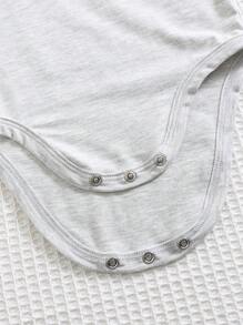 SHEIN Leap Crew 5件套新生儿男女宝宝无袖纯色针织连体衣，夏季基础款连体衣套装 - 彩色 - 查看 3