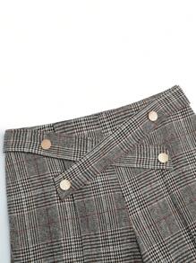 Celure Plus Size Women Elegant Commuting Wide Leg Pants, Thick Checked Tweed