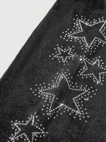 ROMWE 朋克风格夏季抽绳腰短裤配水钻星星装饰，加大码连体裤