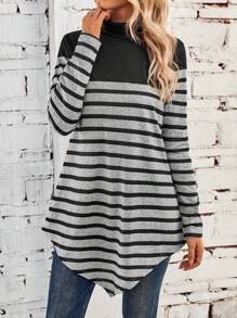 SHEIN LUNE 1pc Women Striped Long Sleeve T-Shirt, Casual & Fashionable For Daily Wear