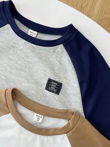 SHEIN Leap Crew Bộ 6 áo phông và quần short cổ tròn tay ngắn phối màu đa năng cho bé trai tuổi teen, thích hợp mặc khi đi làm, đi học, mặc thường ngày, thể thao, mùa xuân/hè - Nhiều màu - Xem 6