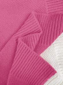 Chiquease Christmas Pattern Round Neck Drop Shoulder Long Sleeve Knit Sweater Knit Pullover Fall Winter Sweater - Multicolor - View 3