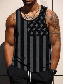 Manfinity Homme Men's American Flag Graphic Loose Fit Casual Tank Top