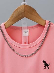 SHEIN Young Boy Summer Round Neck Cute Printed Pullover Sports Tank Top & Shorts Set