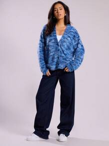 MUSERA Oversized Textured Cardigan Spring Casual Y2k 90's Airport Holiday Summer Back To School Winter Everyday Chic Sweater Spring Summer Vacation - Blue - View 5