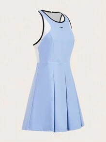 SHEIN Sports 女士无袖撞色褶皱连体裤