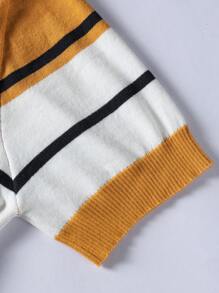 Manfinity Homme Men's Casual Colorblock Striped Short Sleeve Knit Top - Yellow - View 3