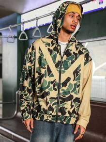 PAVTROS 秋季男士休闲迷彩印花连帽运动衫 - 黃色 - 查看 1