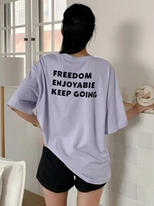 DAZY Summer New Music Festival Letter Print Loose Casual Women T-Shirt Oversized T-Shirt
