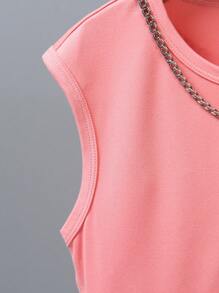SHEIN Young Boy Summer Round Neck Cute Printed Pullover Sports Tank Top & Shorts Set